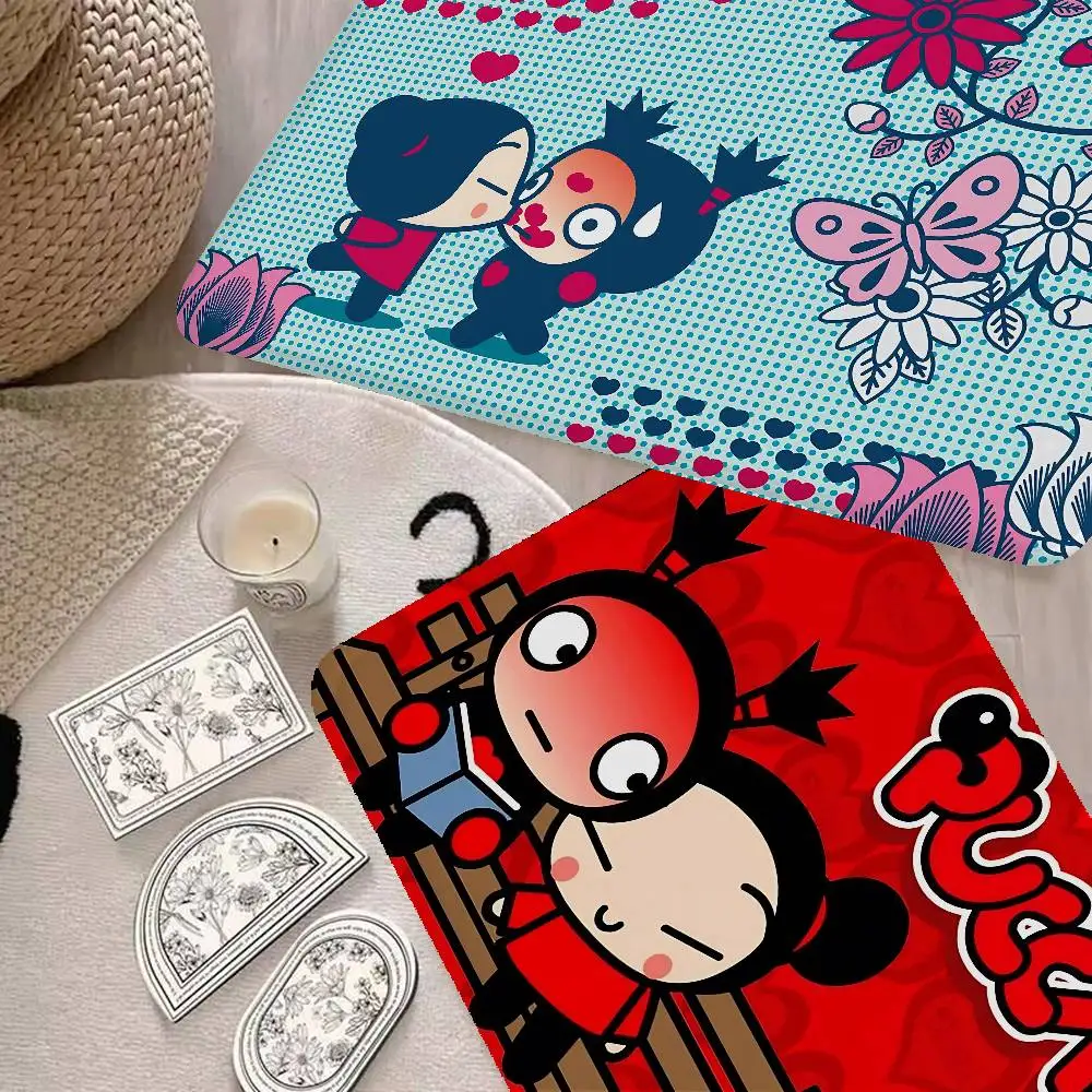 Animation Series P-Pucca Bathroom Mat Kids Room Bedroom Decoration Balcony Anti-Slip Doormat Living Room Welcome Rug