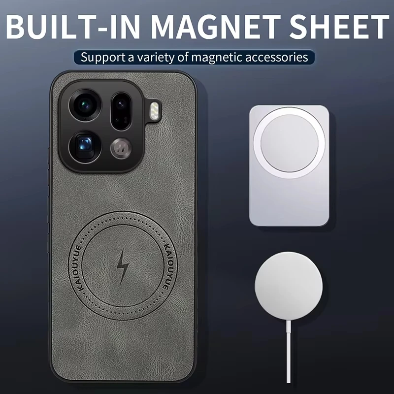 For OPPO Find X9 Pro Case Luxury PU Leather Skin Magnetic Magsafe Protective Back Cover For OPPO Find X9 X9Pro Phone Shell
