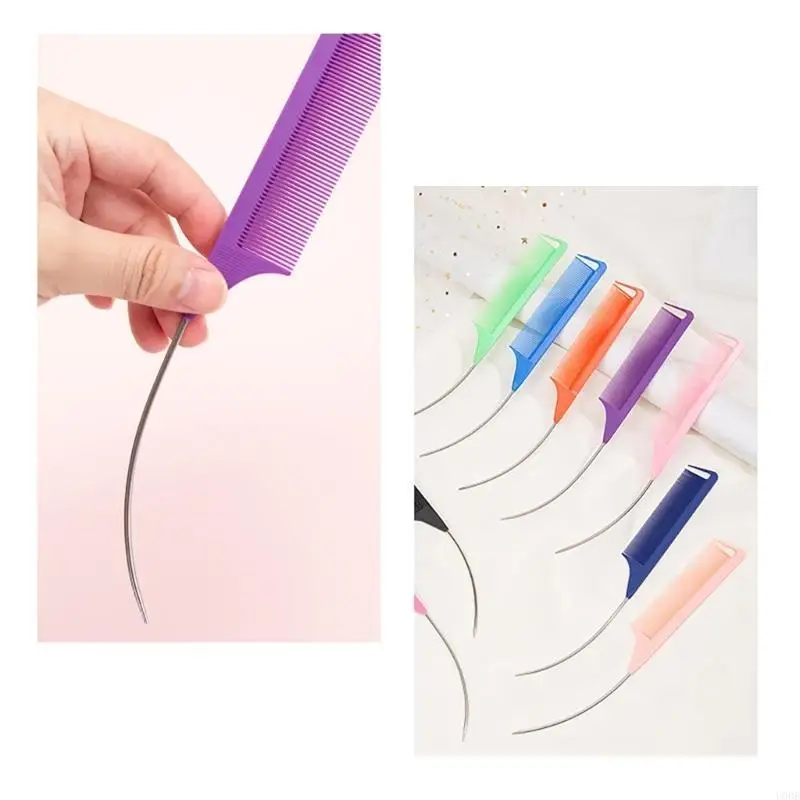 Pente alfinete curvo penteado fibra carbono pente aço longo para penteados qualidade salão