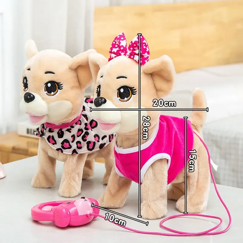 Perro Robot electrónico de peluche para niños, juguete eléctrico para cantar canciones, perro lindo, caminar, ladrar, música, cachorro, Correa controlada, regalo de cumpleaños para mascotas