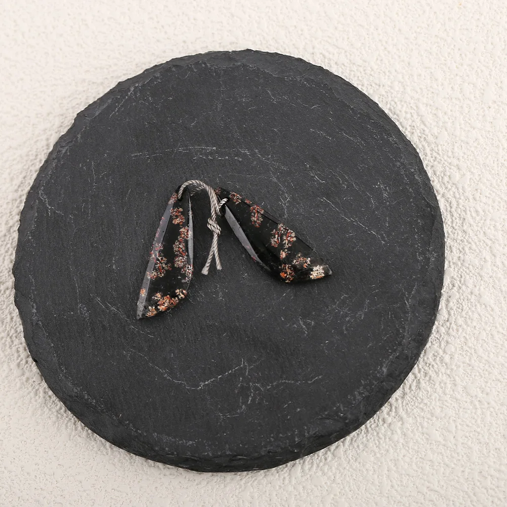 Natural Red Snow Flake Obsidian Matching Nugget Earrings - DIY Handmade Jewelry 32×11×3mm, 4g