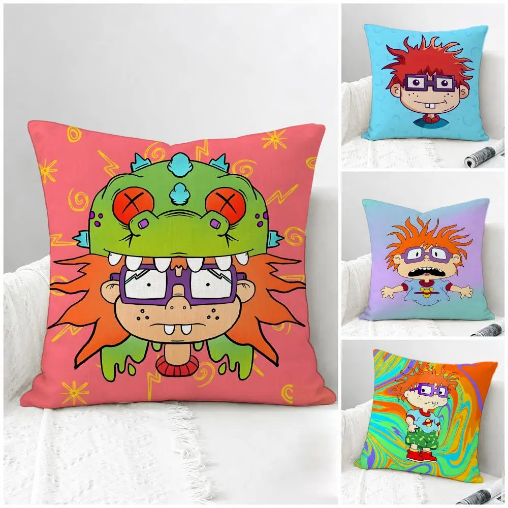 Cartoon Rugrats Cushion Cover Natural Linen Pillowcase Set, All-in-One Decor for Sofa, Bedroom & Chair