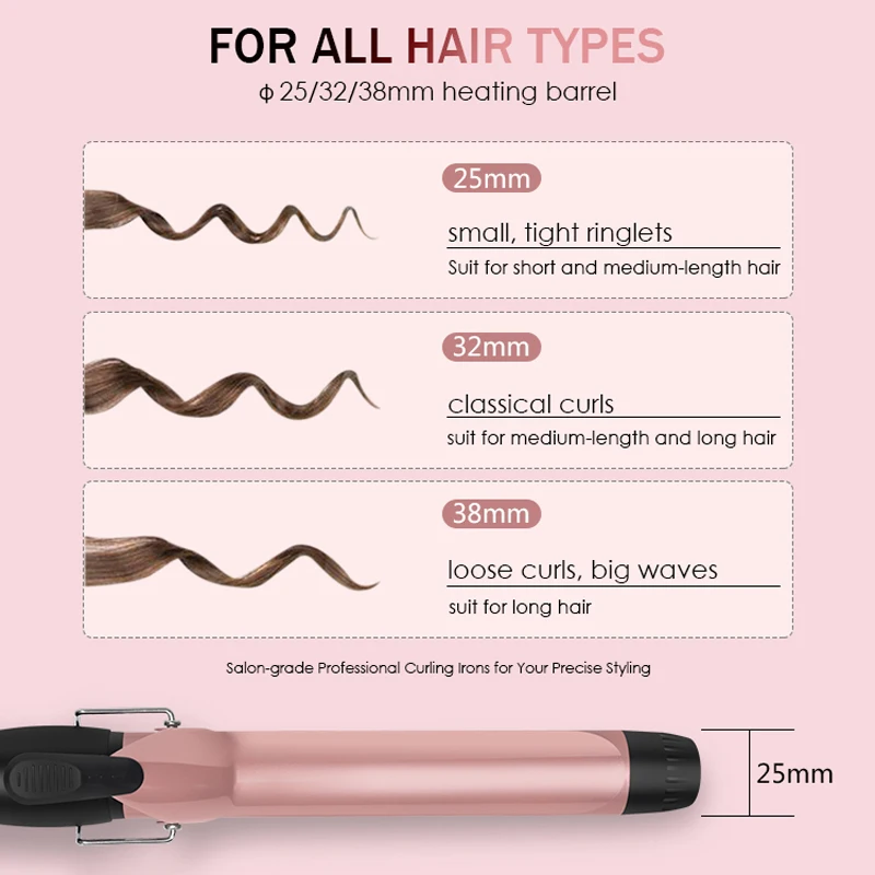 360 degree rotating wire nano ceramic hair curlers 2 in 1ceramic curling iron display electric Curling iron Hair salon tool