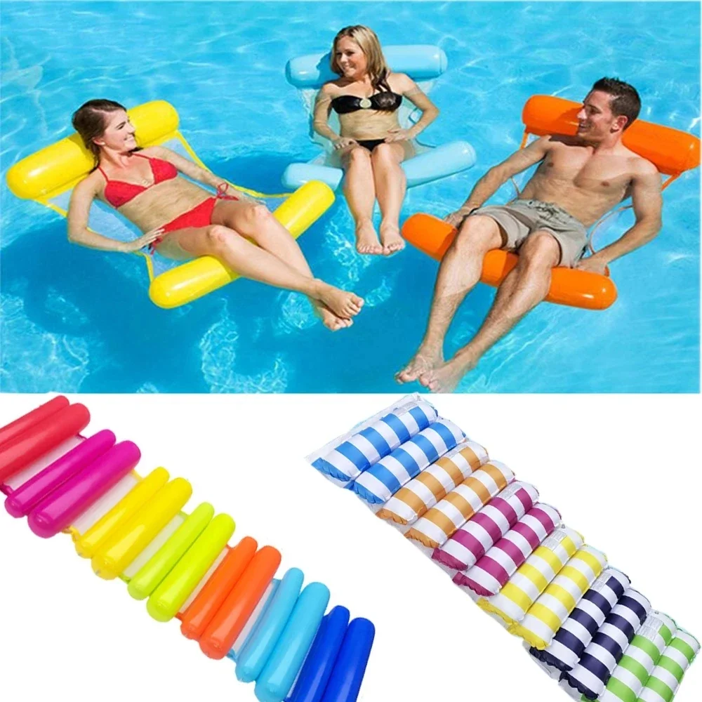 New Water Hammock Recliner Inflatable Floating Swimming Mattress Sea Swimming Ring Pool Party Toy Lounge Bed For Swimming