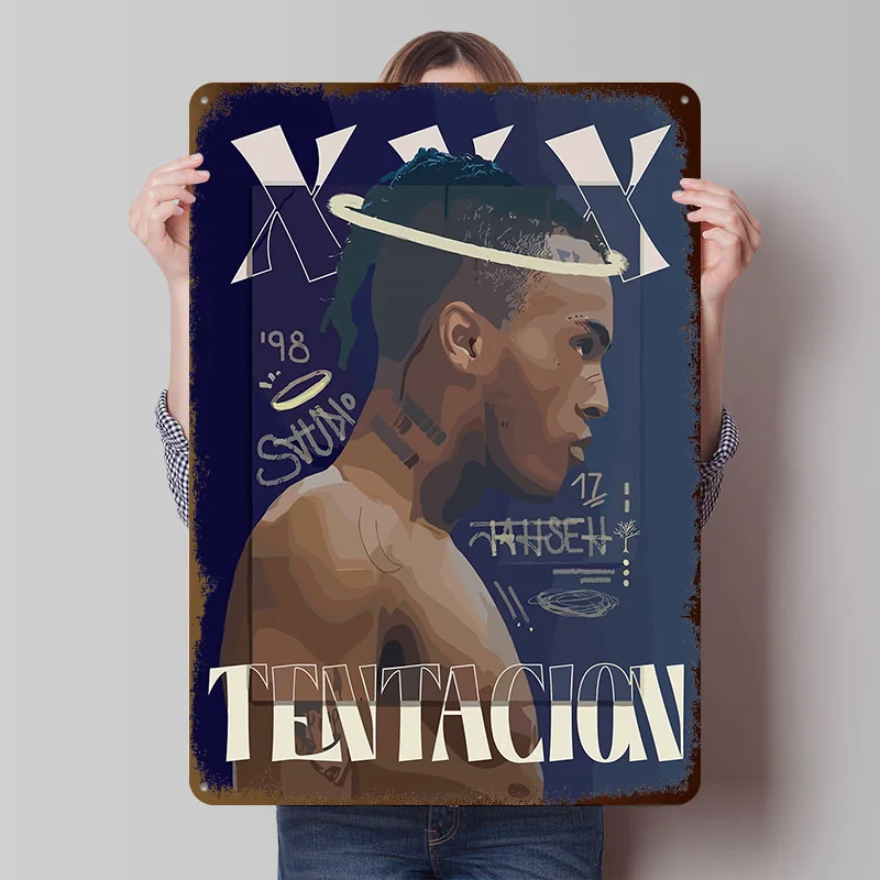 XXXTentacion Rapper Music Poster Customized Vintage Metal Signs Wall Art Retro Tin Plaque for Desk Decor Room Decoration Home
