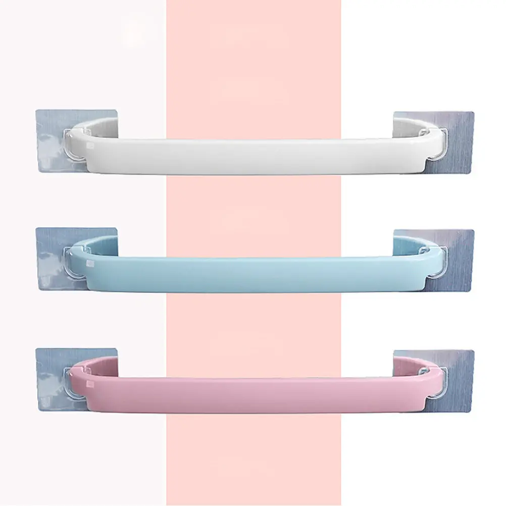 Heavy Duty Self Adhesive Towel Rack Punch Free Wall Mounted Bathroom Storage Shelf Steam Resistant
