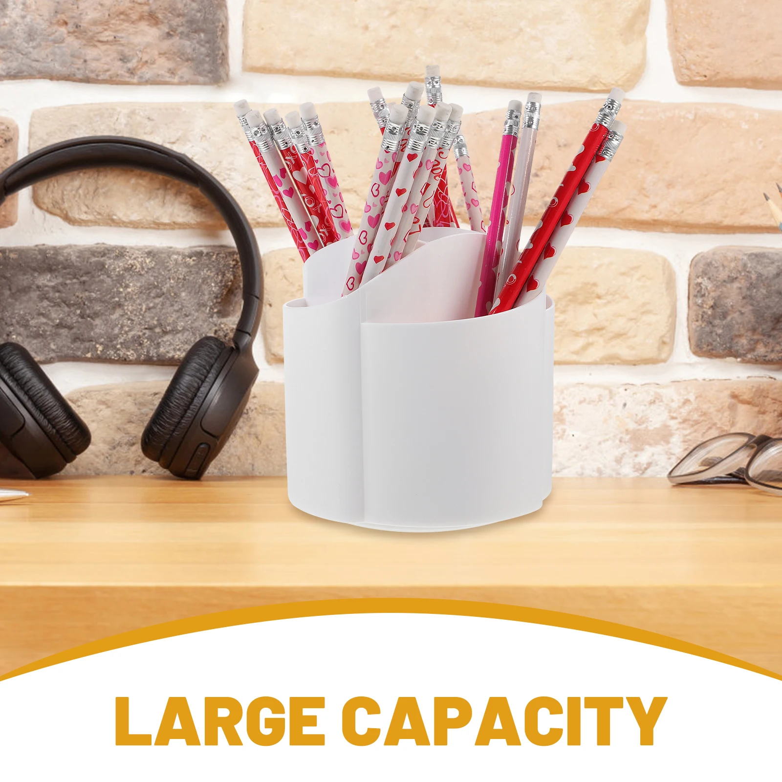 

Rotating Pen Holder 360 Degree Desk ganizer Large Capacity Brush Storage Plastic Tabletop Office Supply Wear Resistant