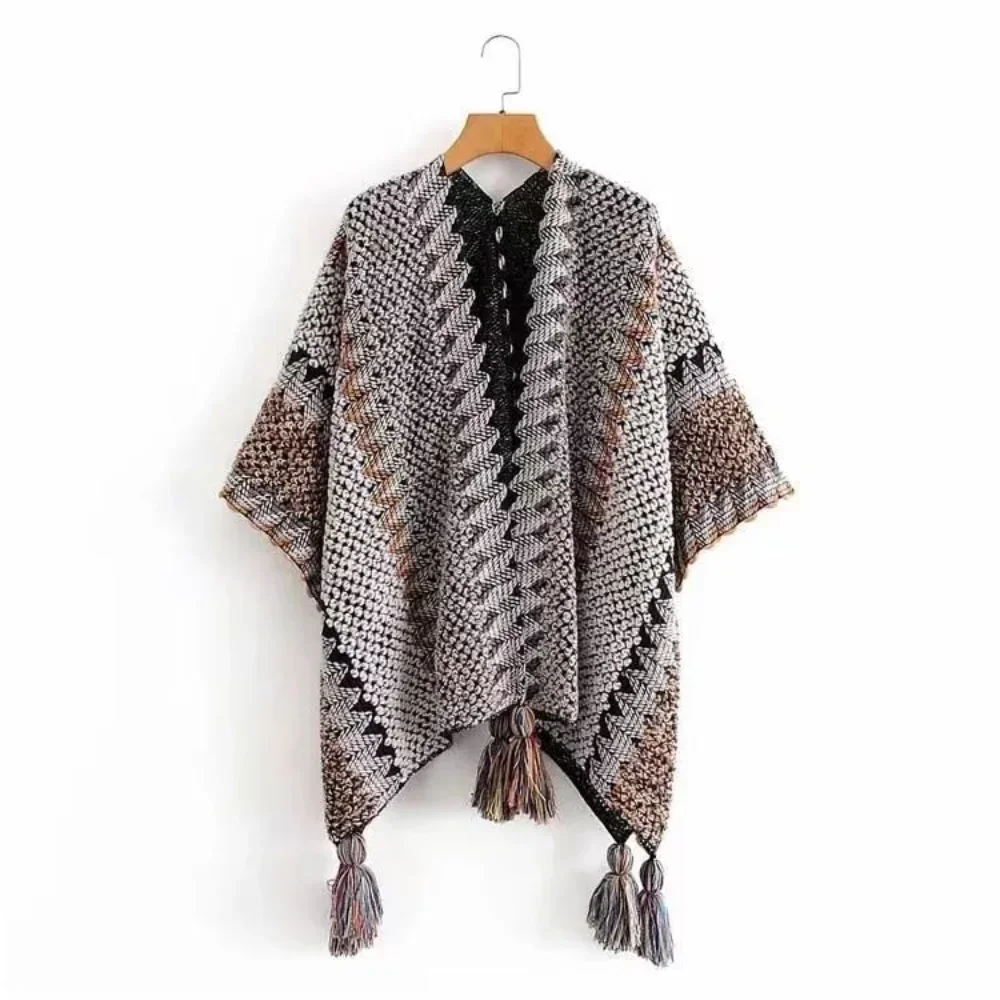 Wraps Shawl Spring Fashion Clothes Autumn Casual Elegant Ethnic Style Streetwear Women Clothing Vintage Tassel Keep Warm New