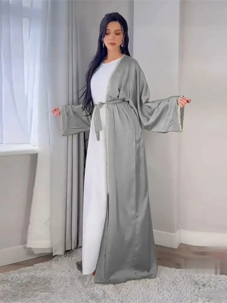 Ramadan Eid Open Kimono Abaya Dubai Luxury 2024 Turkey Muslim Dress Kebaya Islamic Clothing For Women Robe Femme Musulmane