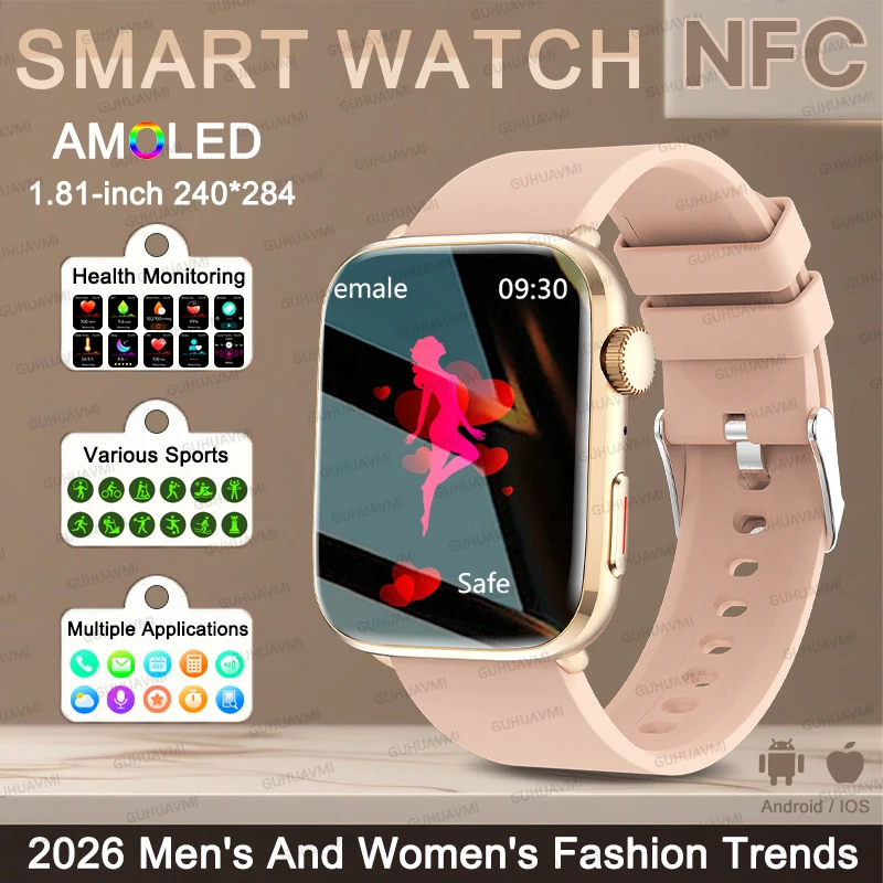 

New Fashion Women AI Smart Diagnosis Watch HRV+PPG Blood Oxygen Health Monitor GPS Sports NFC HD Call SmartWatch For Android IOS