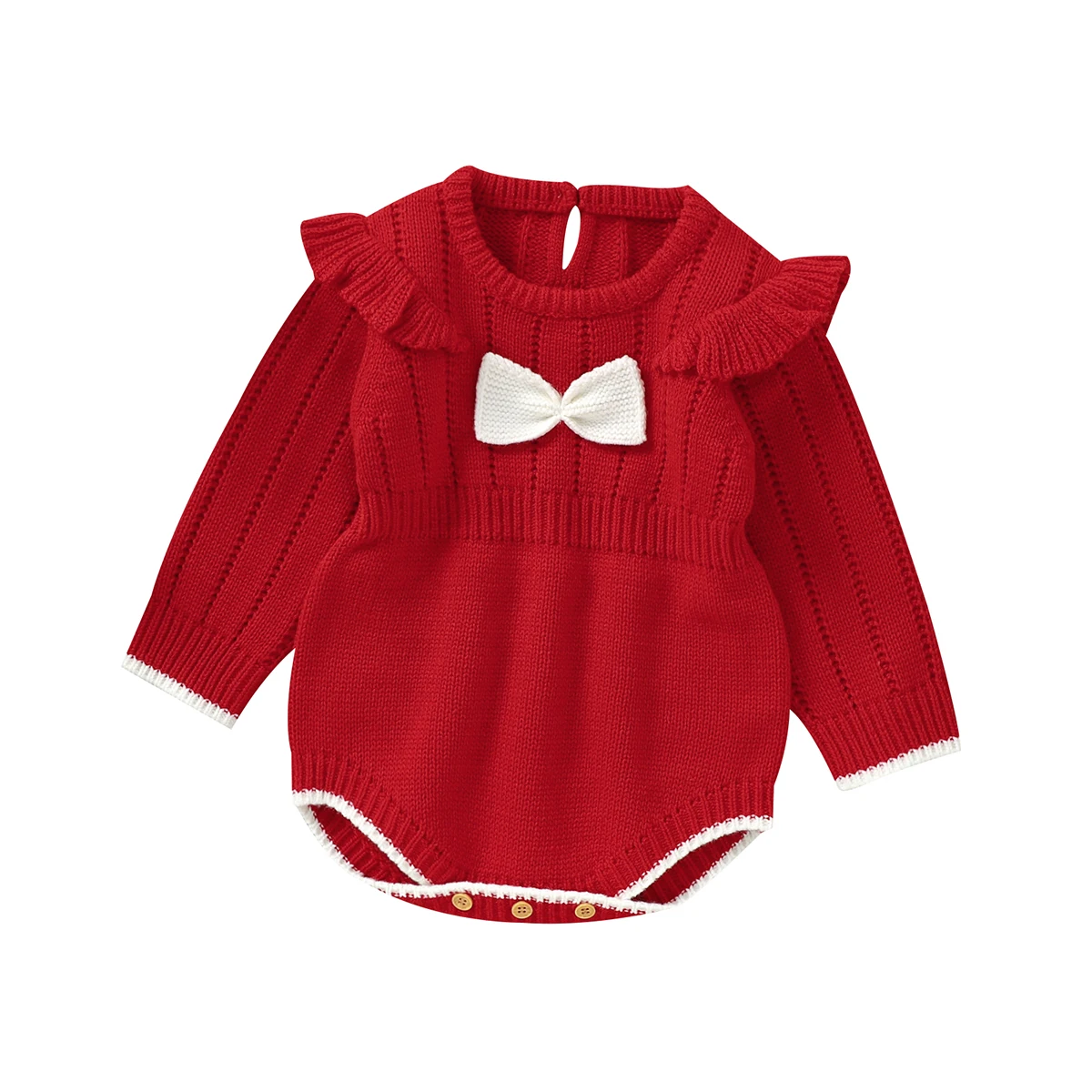 Cute Bowtie Long Sleeve Baby Rompers knitted Acrylic Newborn Jumpsuit Bodysuit Soft Infant Spring & Autumn One-piece Outfits