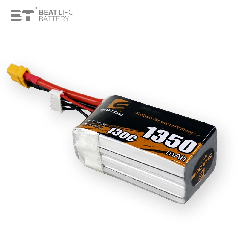 Beatlipo 4S Lipo Battery Fpv Drone Battery 14.8V 130C 1350Mah for Rc Fpv Airplane Quadcopter Helicopter Drone