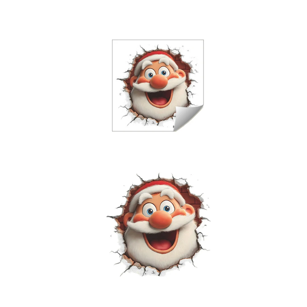 3D Santa Claus Wall Sticker Removable PVC Christmas Decoration for Winter Holiday on Smooth Surfaces Such as Walls Windows Doors