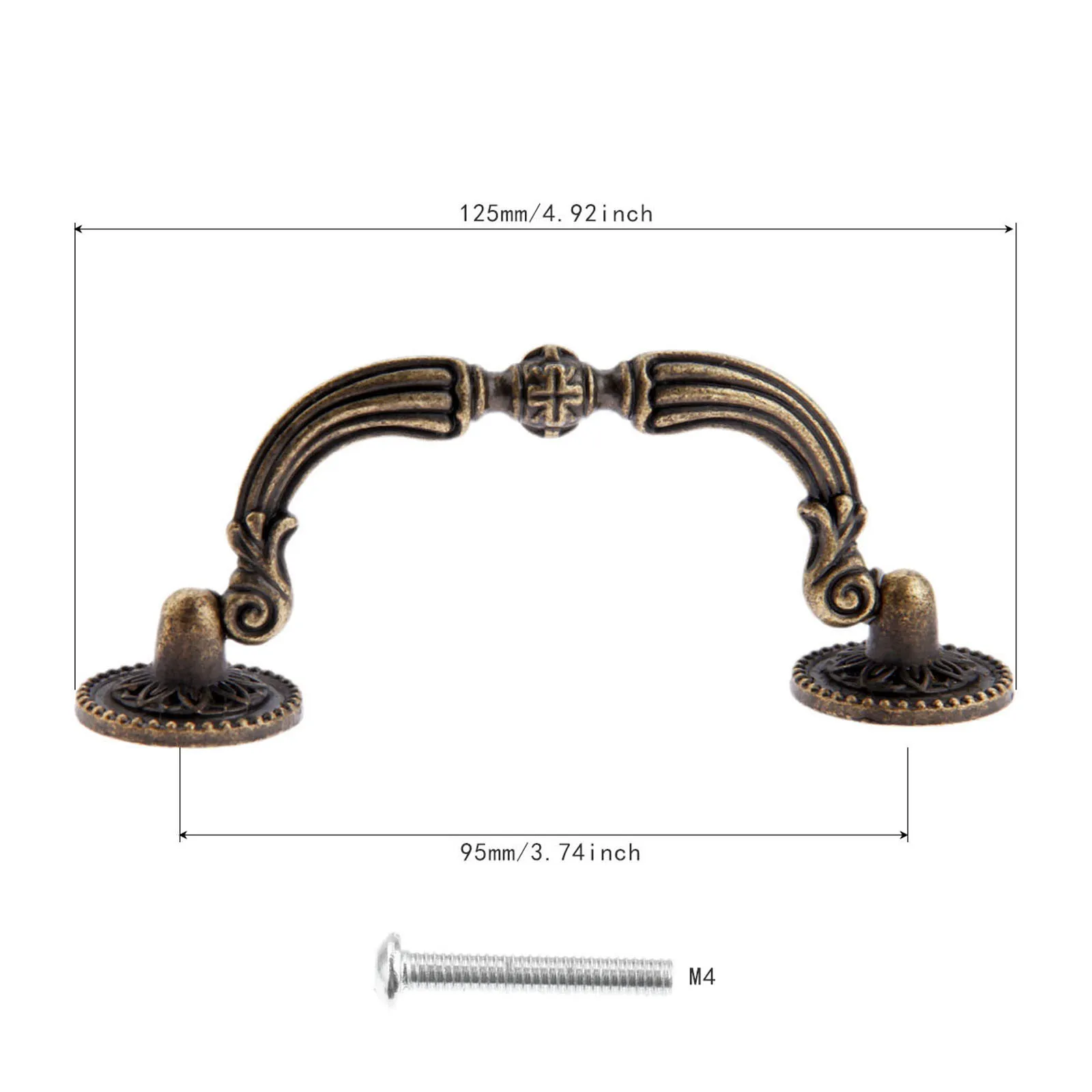 1Pc Antique Bronze European Furniture Handle with Screw for Wood Wine Gift Box Handles Pulls Drawer Knob Door Hardware 125x45mm