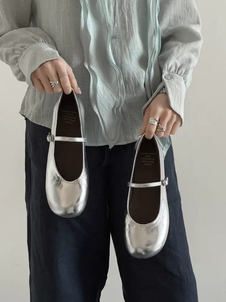 2026 Flache, offene Mary Jane Schuhe aus Leder für Damen – bequem, vielseitig, für Pendler geeignet
