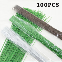 100PCS/Set #20 #26 Paper Floral Wire 40cm Long Iron Wire 1mm 0.4mm Used For DIY Nylon Stocking Flower Branche Making