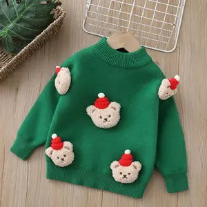 Outono inverno camisola de natal pele criança camisola do bebê da criança cardigan crianças menina menino roupas natal férias ternos outfit 8 principais vendas cardigan natal menino - №3