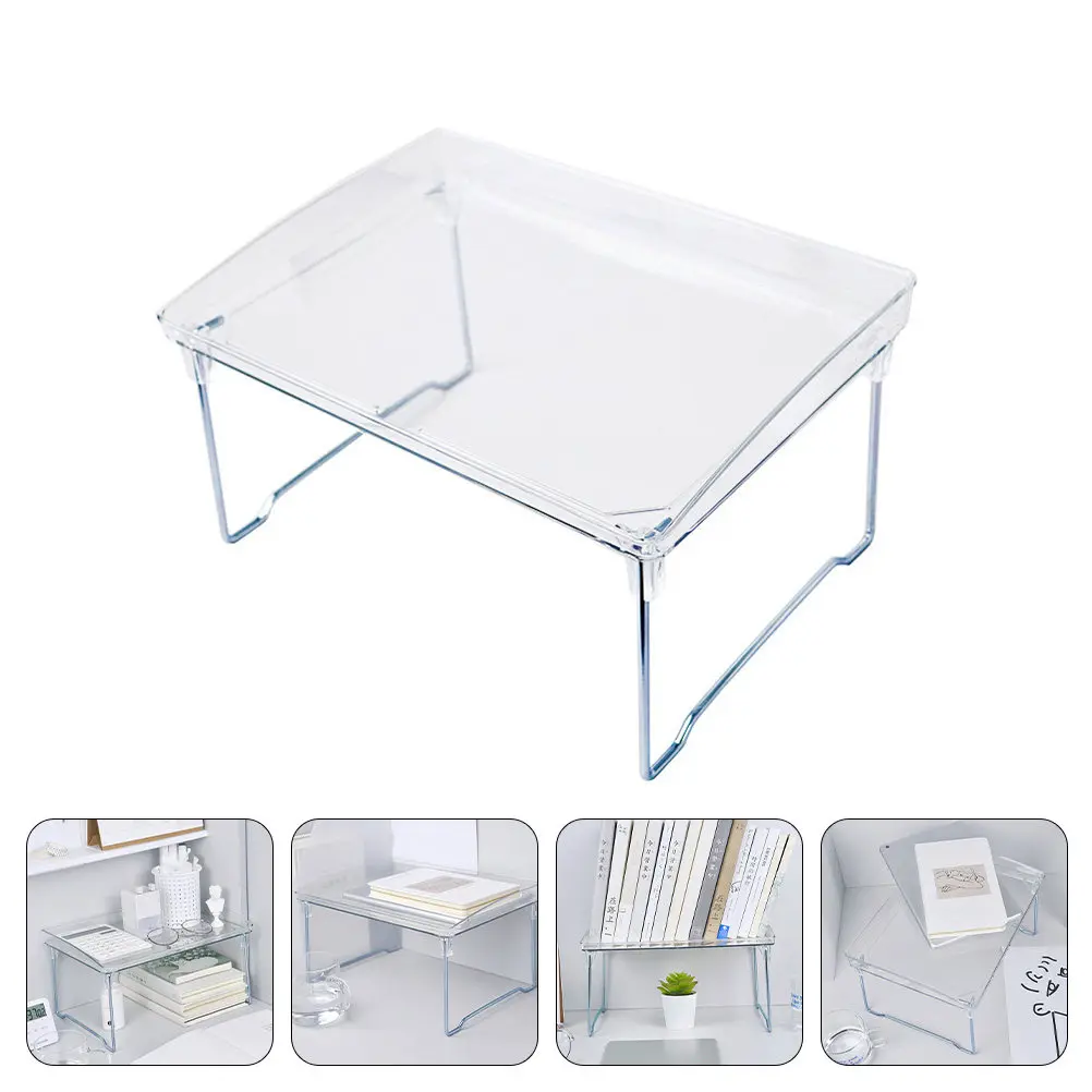 Stackable Desktop Sundries Organizer Premium Metal Plastic Cabinet Shelf Organizer Kitchen Bathroom Storage Rack Partition