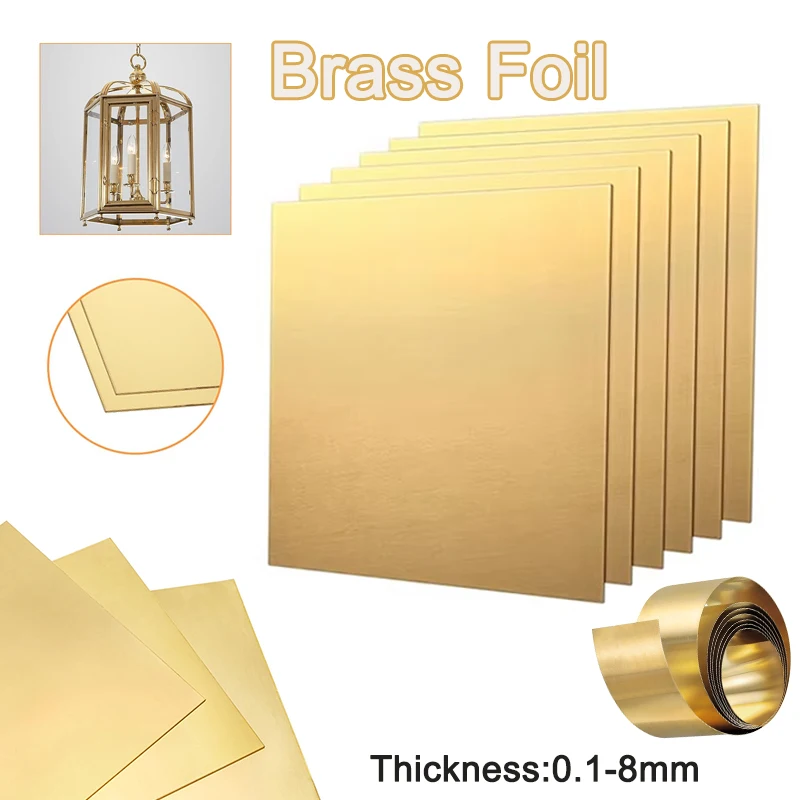 1pcs Brass Sheet Brass Flat Thickness 0.1mm-8mm Brass Plate Cutting CNC Frame Model Mould DIY Contruction Brass Pad