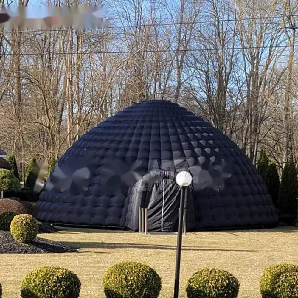 Tente igloo gonflable noire de 10m, Script d'air extérieur, chapiteau/fête de mariage, vente en gros