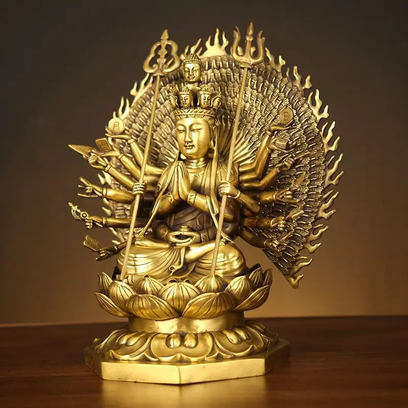 -Hand Statue, Home Decor, Thousand-Eyed Guanyin Bodhisattva, Hall Offering, Bronze Buddha S