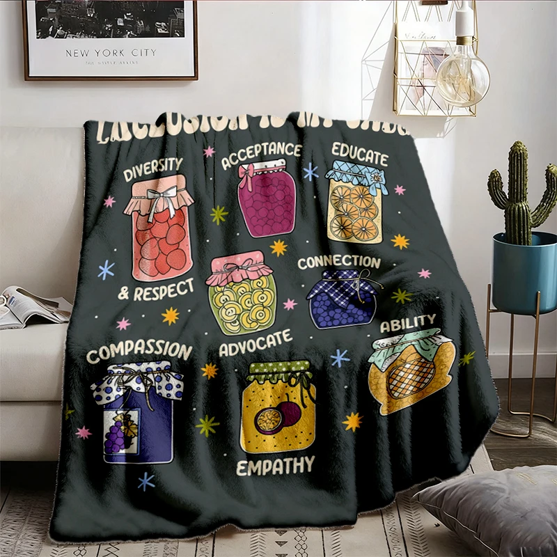 Inclusion Is My Jam Gift Flannel Blanket Flannel Throw, Autism Awareness Instant Download