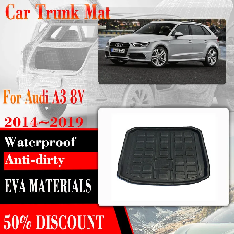 

For Audi A3 8V Hatchback 2014~2019 Car Trunk Storage Pads EVA Boot Liner Mat Cargo Tray Trunk Carpets Auto Accessories Interior