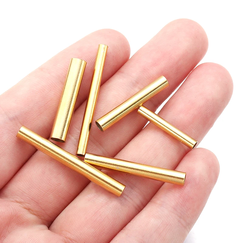 10Pcs Stainless Steel Straight Tube Gold Color Multi Size High Quality Tube For Bracelet Necklace Connector DIY Jewelry Making