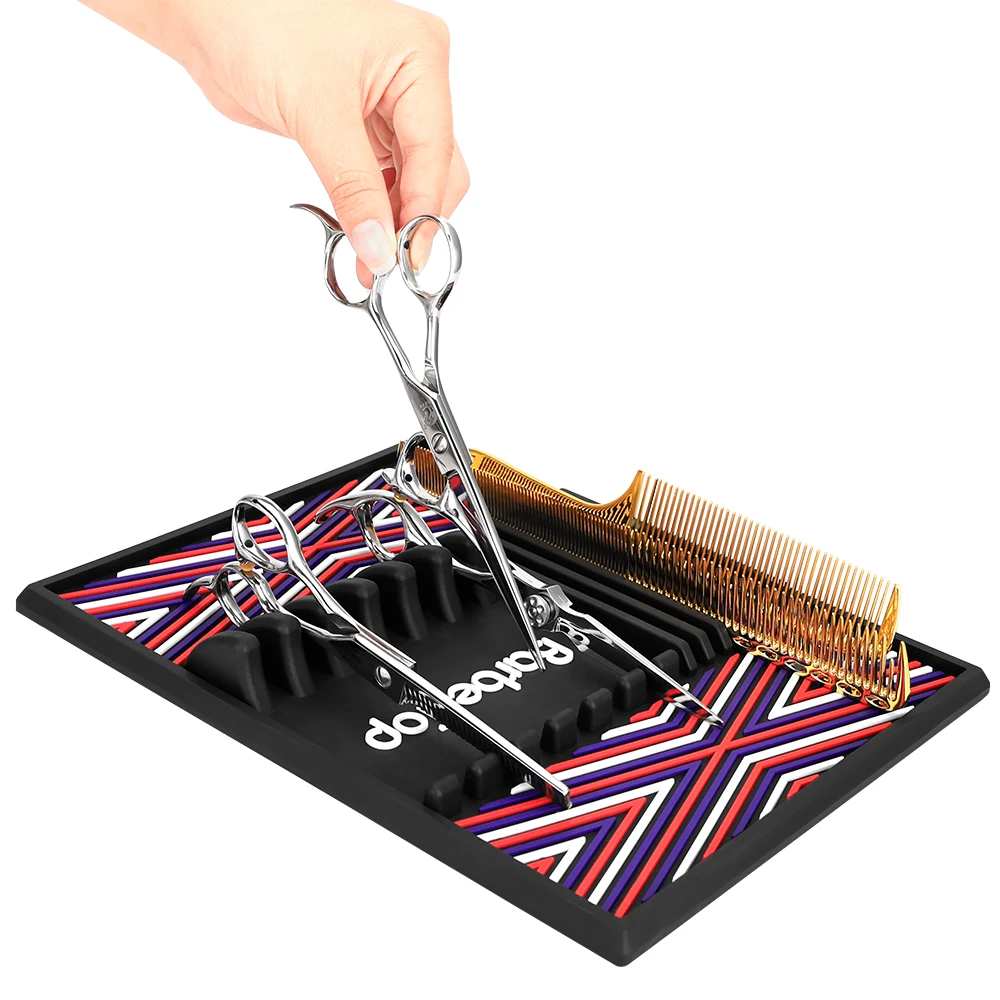 

Профессиональный силиконовый коврик для парикмахерских инструментов, нескользящий, устойчивый к высоким температурам, органайзер для ножниц и инструментов для стрижки волос