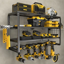 3-Layer Power Tool Rack Electric Drill Holder Wall Mount Wrench Organizer Tool Cabinet Garage Organizer Workshop Storage Shelf