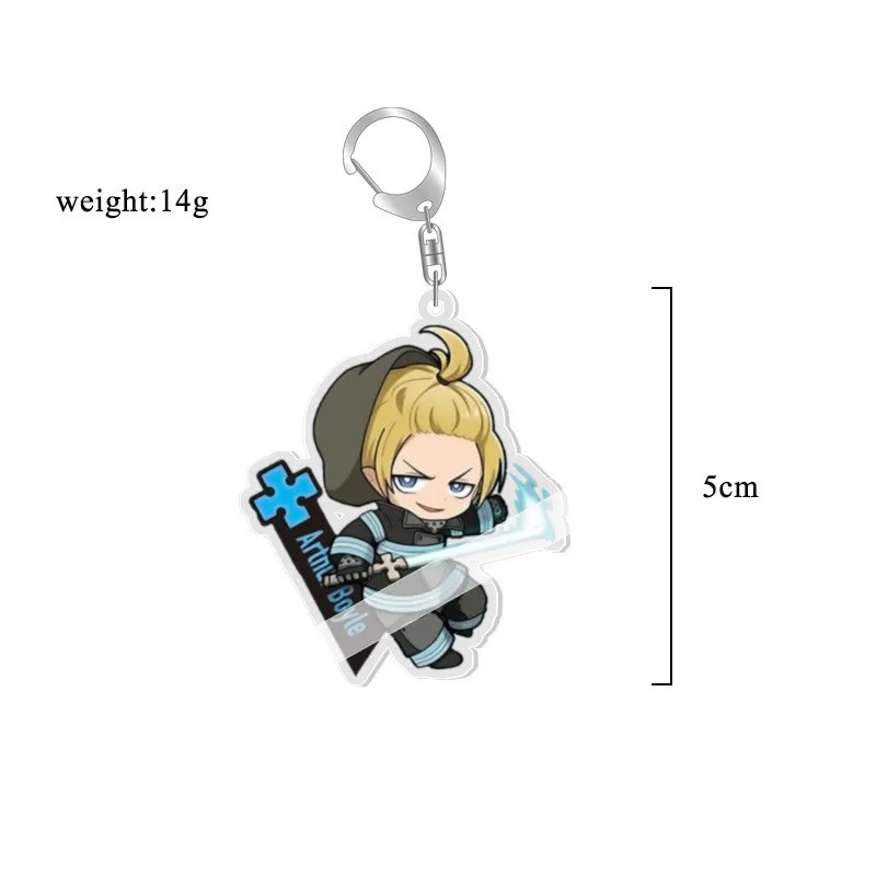 Fire Force Shinra Kusakabe Double-sided Keychains Arthur Boyle Pendants Kotatsu Tamaki Keyrings Bag Decorations Accessories