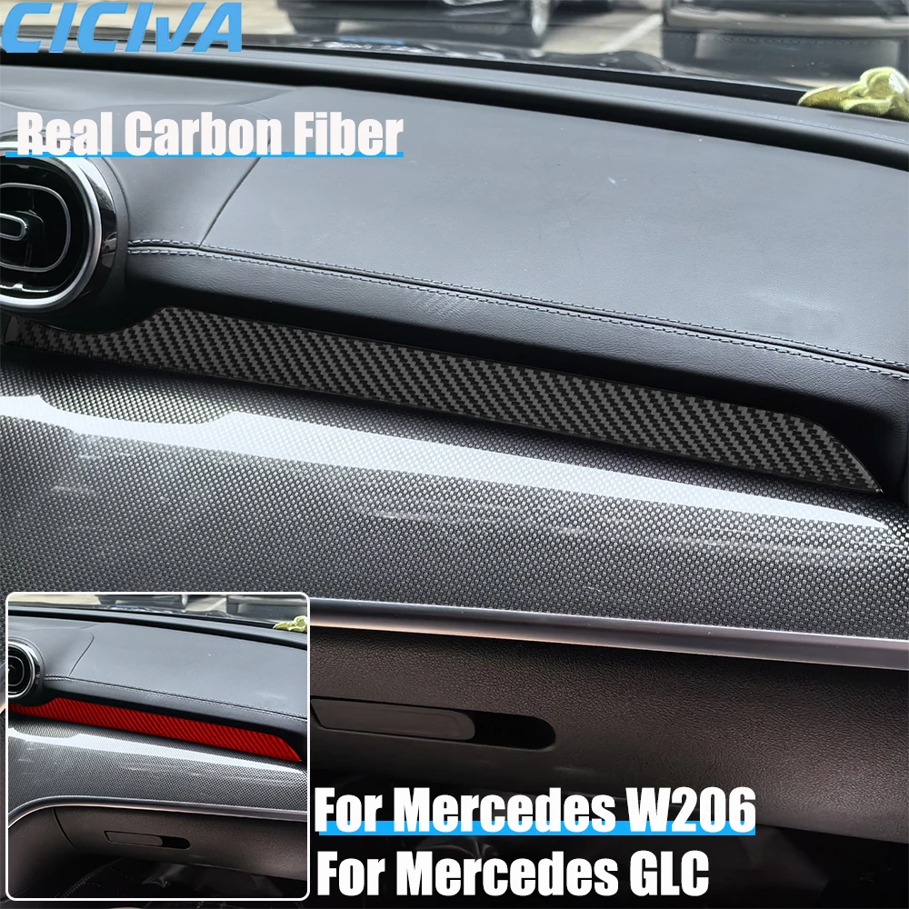 

Real Carbon Fiber Car Accessories Dashboard Strips Cover Soft Sticker For Mercedes Benz C-class W206 2022-2024 GLC 2023-2024