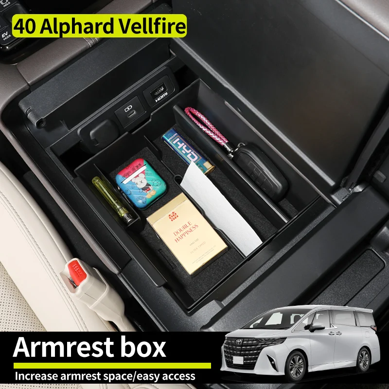 For 2023-2024 Year Alphard Vellfire 40 series Diecast Accessories Armrest box storage box  Modification Decoration