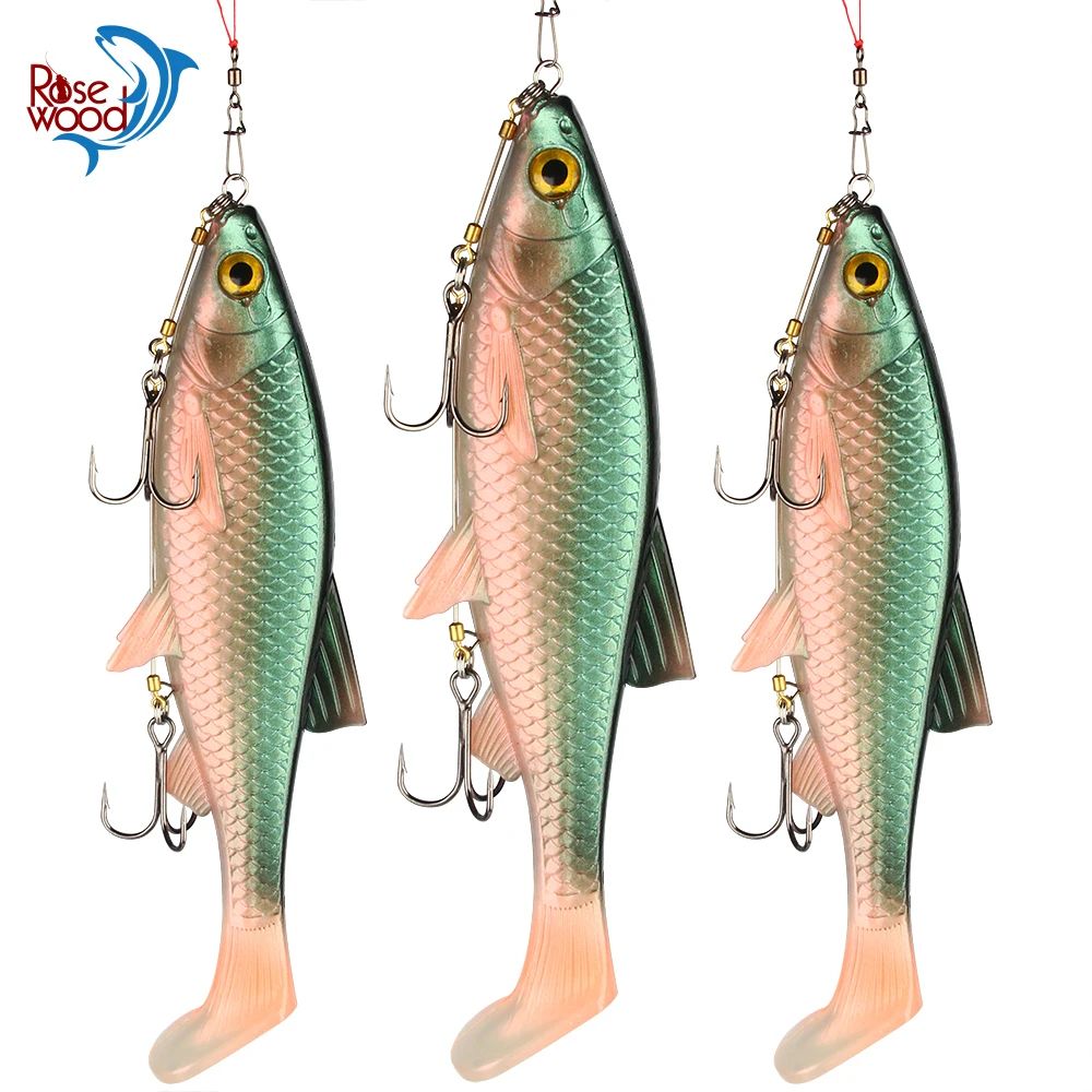 Palisandro grande jogo isca de pesca macia 15.6cm 20cm com stinger rig gancho sistema kit falso peixe swimbait pique baixo truta enfrentar