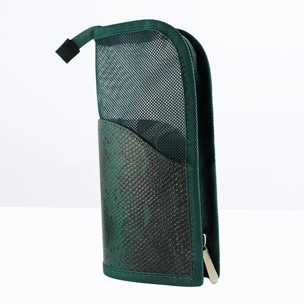 

Makeup Brush Bag Green Mesh Translucent Zippered Pouch Lightweight Travel Organizer Portable Pencil Case For