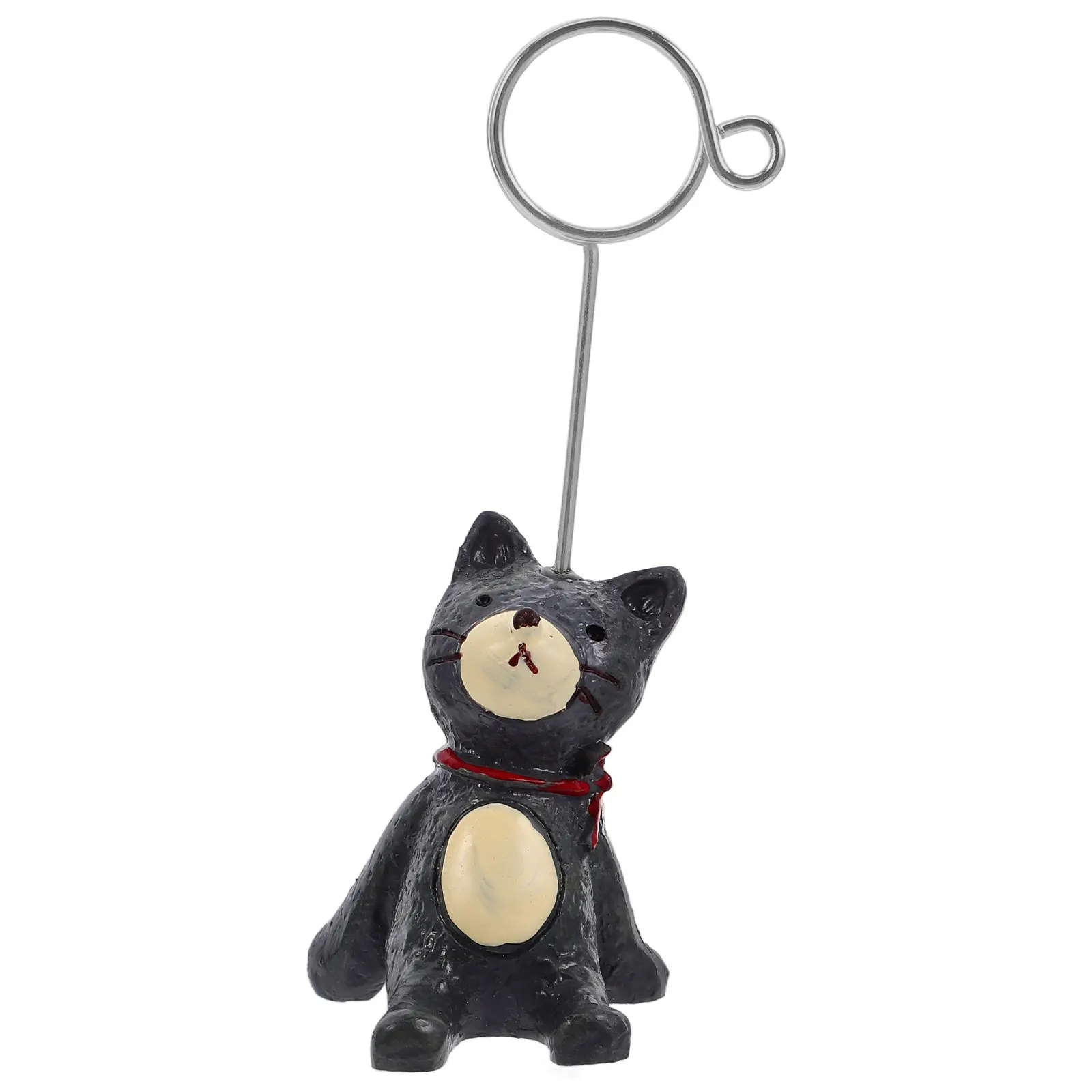 Cartoon Cat Resin Photo Clip Desktop Ornament for Table Number Display Menu Holder Office Task Notes Home Decoration Dark Gray