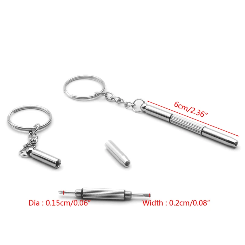 M6CF 3in1 Eyeglasses Screwdriver Sunglass Watch Repair Screwdriver Tool Keychain