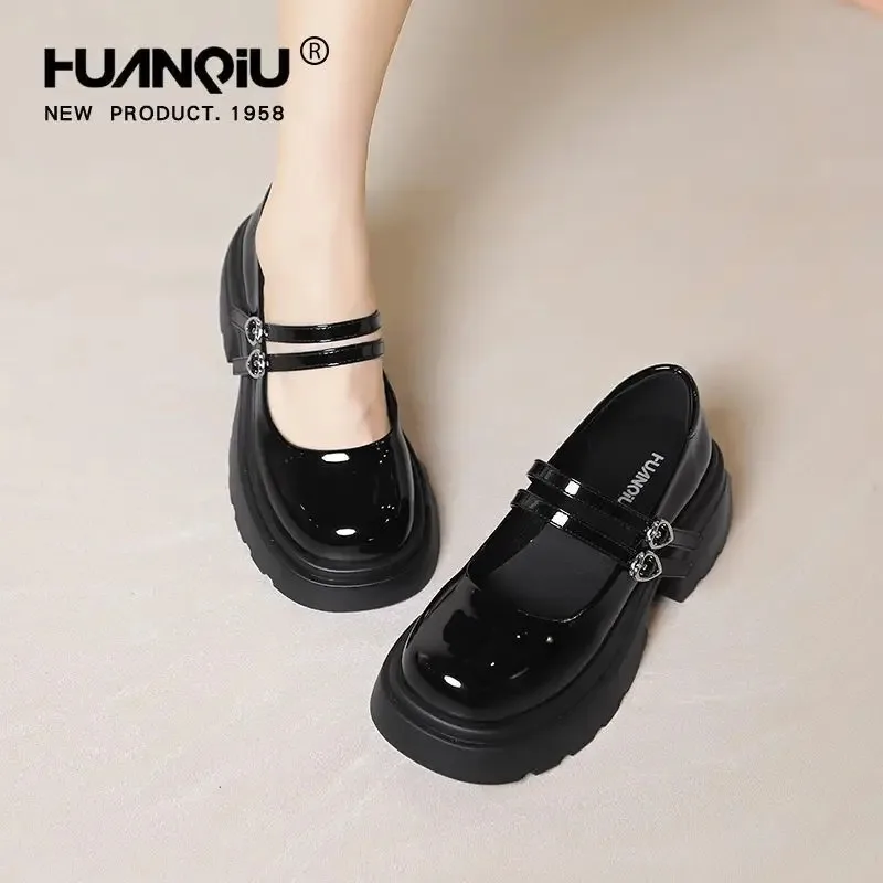 أحذية ماري جين الفرنسية الجديدة لطيف الرجعية مريحة أحذية جلدية أنيقة منصة أسافين عارضة أزياء لوليتا الأحذية النسائية