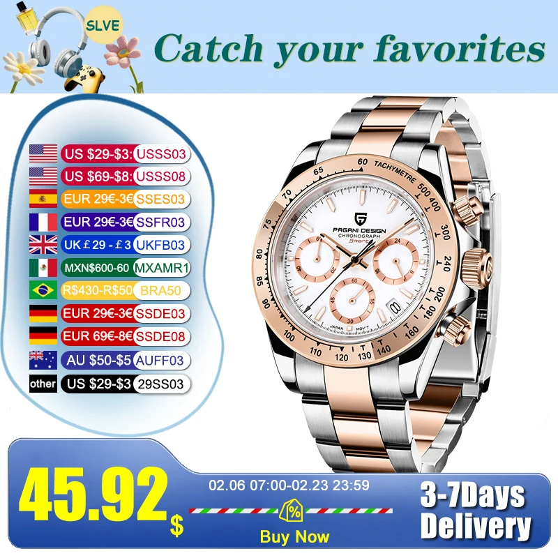 Oro 1644 PAGANI DESIGN 2025 Nuovi orologi da uomo Top Brand di lusso Orologio da polso al quarzo da