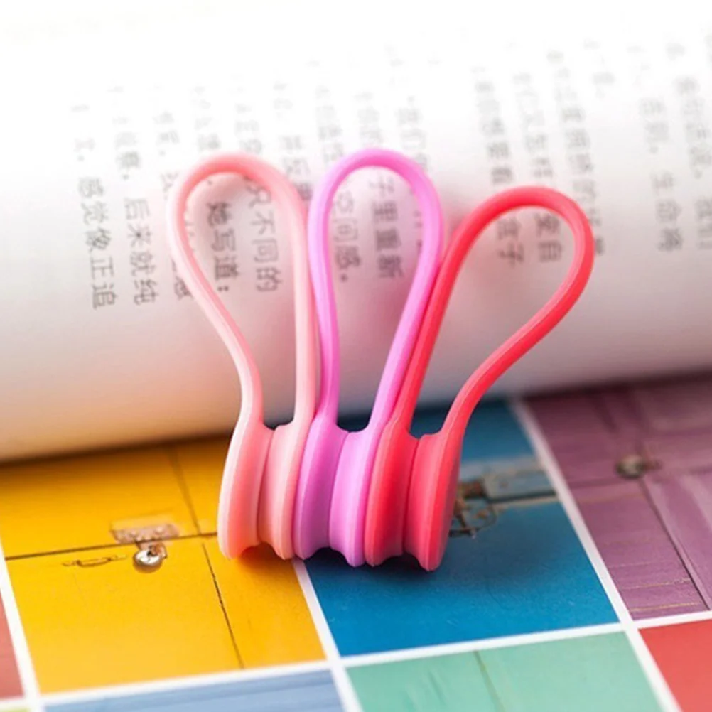 9PCS Multi-purpose Magnetic Earphone Winders Silicone Cord Organizer Wire Holder Cable Bookmark Keychain Management (Random Colo