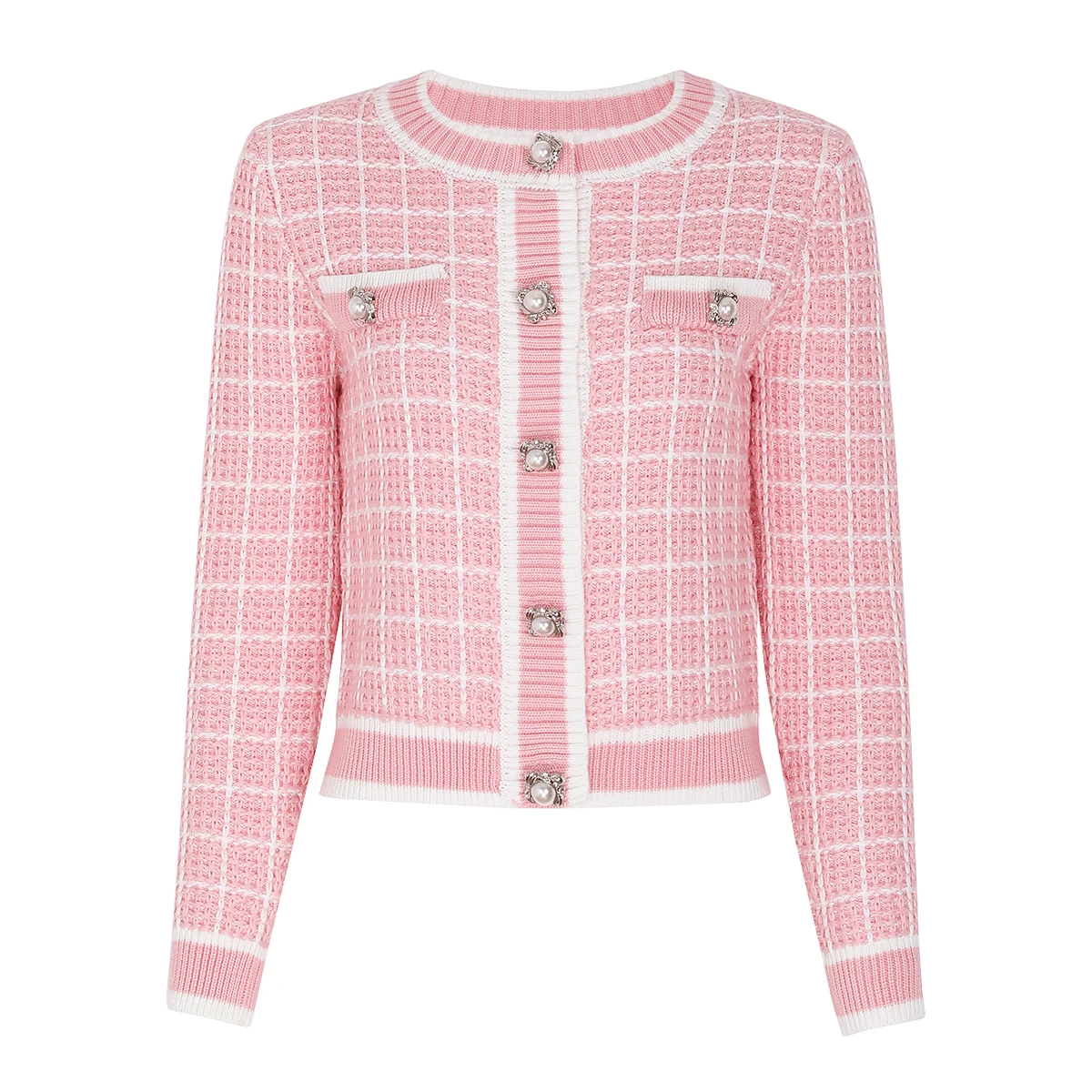 

High End Quality Spring And Autumn New Fashion Plaid Knitted Internet Celebrity Casual Style Top Cardigan Sweater Jacket