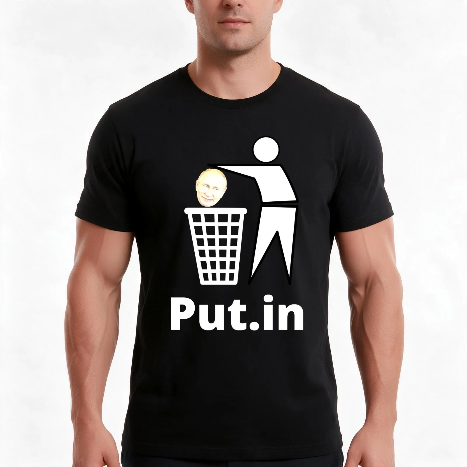 Put.In Trash T-Shirt, Summer Casual Cotton Tee, Oversized Streetwear Tops, Vintage Graphic Print, Loose Fit Short Sleeve