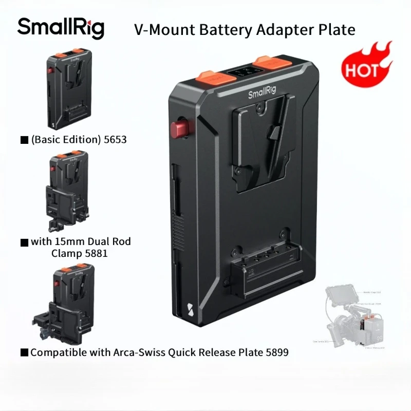 SmallRig V-Mount Battery Adapter Plate Basic Edition 5899 with Intelligent Power Management D-Tap BP Output for Camera Rig