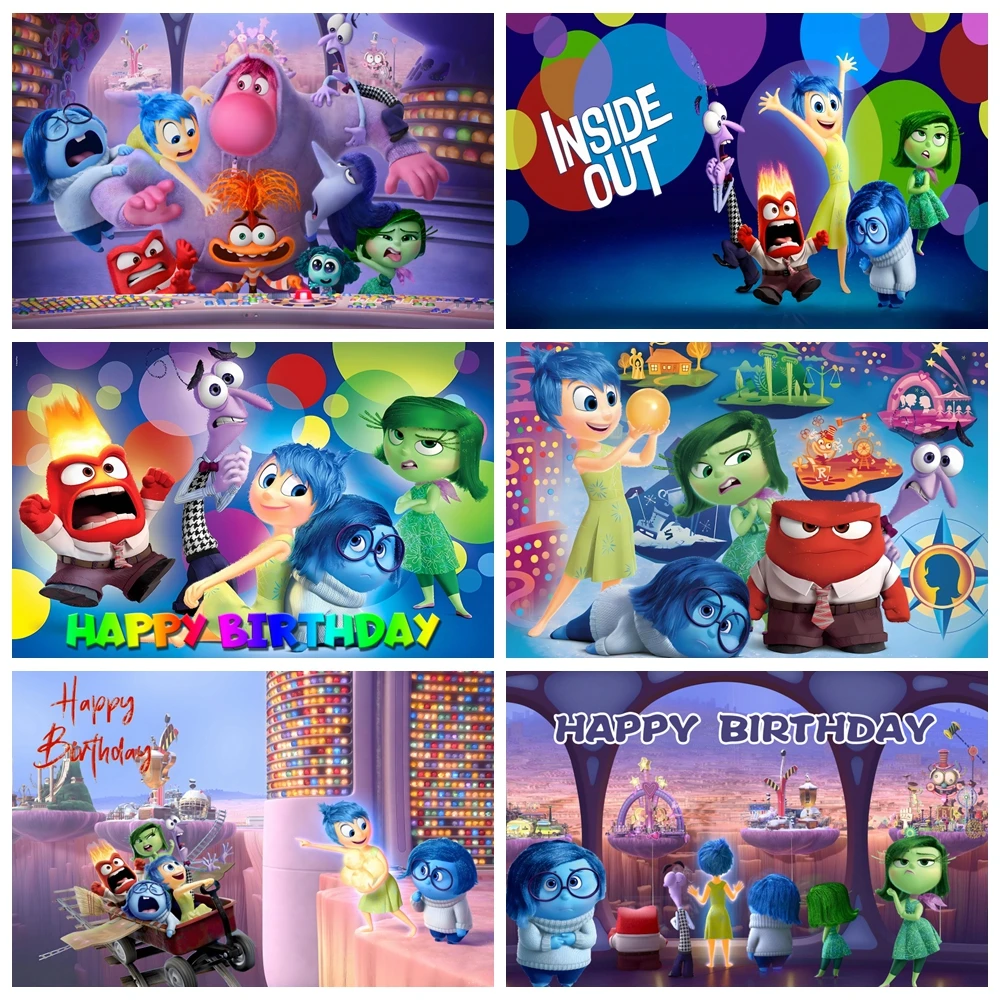 

Inside Out Theme Backdrop Banner Kids Birthday Party Supplie Game Backdrop Baby Shower Photography Child Room Decoration Props