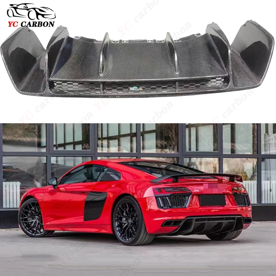 

For Audi R8 2016-2019 Carbon Fiber Car Rear Bumper Diffuser Rear Splitters Spoiler Back lip shunt Modified and upgraded body kit