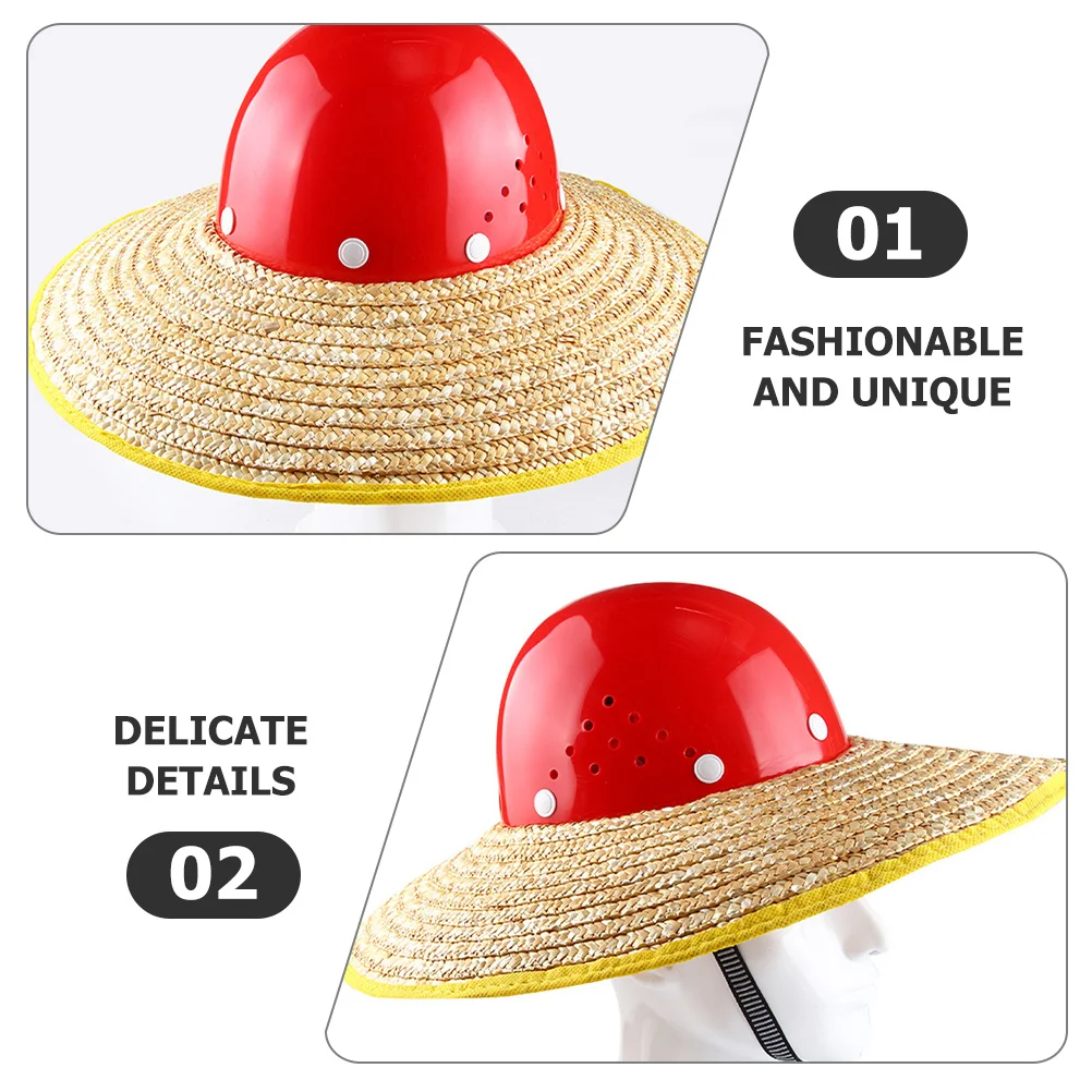 

Hard Hat Sun Shade Visor Straw Visor 44cm Wide Brim Construction Site Outdoor Worker Hard Hat Shade Cover