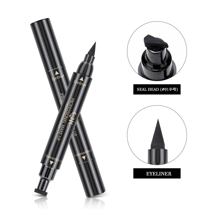 Eyeliner Pen With Eye Makeup Stamp, Waterproof Double Ended Long Lasting Heart Pentagram Moon Flower Shaped Eyeliner Stamp