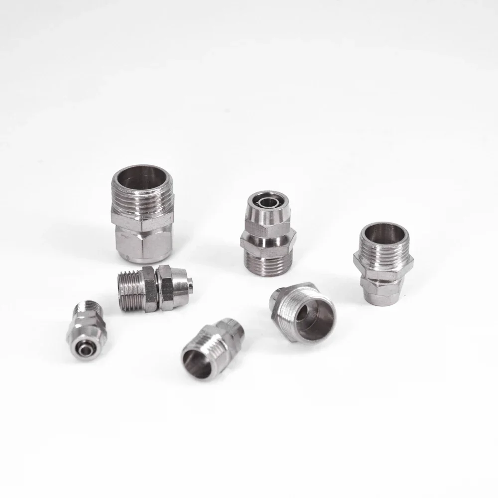 ข้อต่อท่อลมแบบเกลียวผ่าน PC Male Thread M5 1/8 นิ้ว 1/4 นิ้ว 3/8 นิ้ว 1/2 นิ้ว - ท่ออากาศ 4-16 มม. OD ข้อต่อท่อลมแบบขันเร็ว