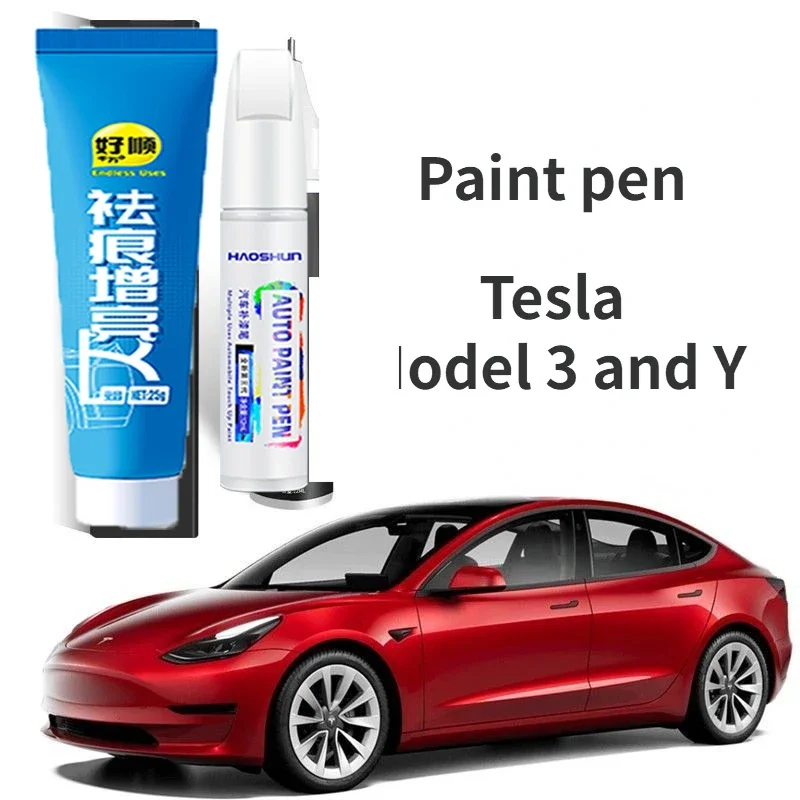 Suitable for Tesla Model 3 and Model Y Red Paint Touch-up Pen Red Roadster Accessories Car Paint Boss Wheel Hub Cover Repair