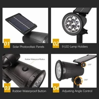 Garden 9 LED Solar Powered Light Adjustable Solar Spotlight Outdoor IP65 Waterproof Landscape Lamp Villa Night Decor Light 6